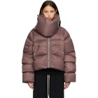 Rick Owens Burgundy Tower Funnel Neck Down Jacket