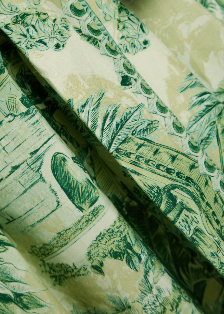 Alemais Sara Printed Cotton and Silk-blend Mini Dress Green
