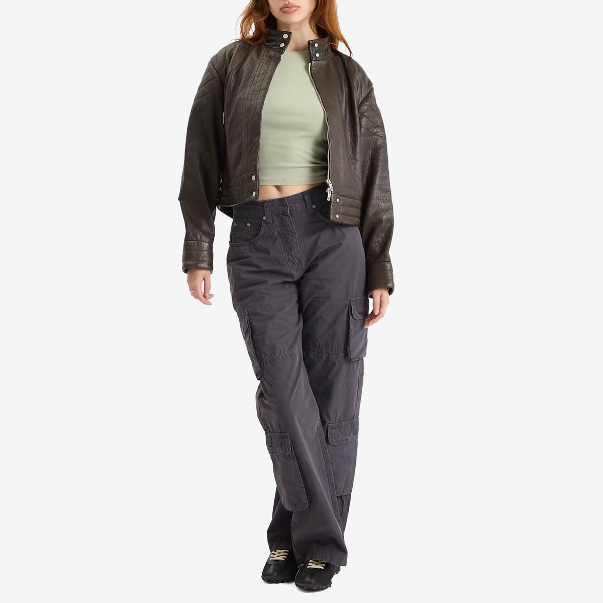 Represent Women's Drive Leather Jacket in Dark Chocolate