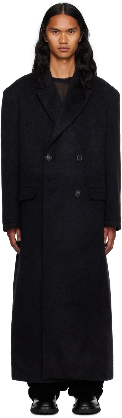 LGN Louis Gabriel Nouchi Black Double-Breasted Coat