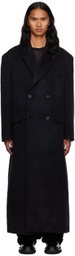 LGN Louis Gabriel Nouchi Black Double-Breasted Coat
