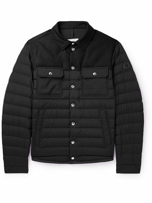 Photo: Moncler - Longue Saison Wool Twill-Panelled Quilted Shell Down Jacket - Black