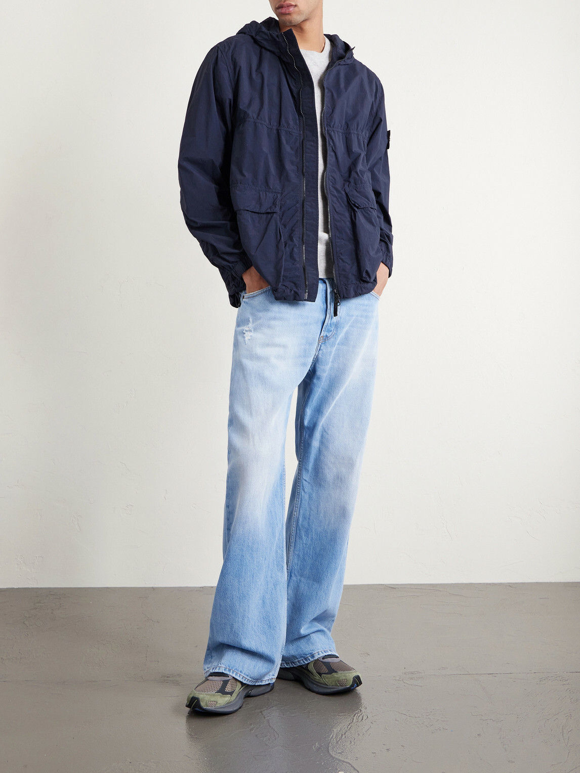Stone Island - Hooded Brushed Recycled-Nylon Parka - Blue