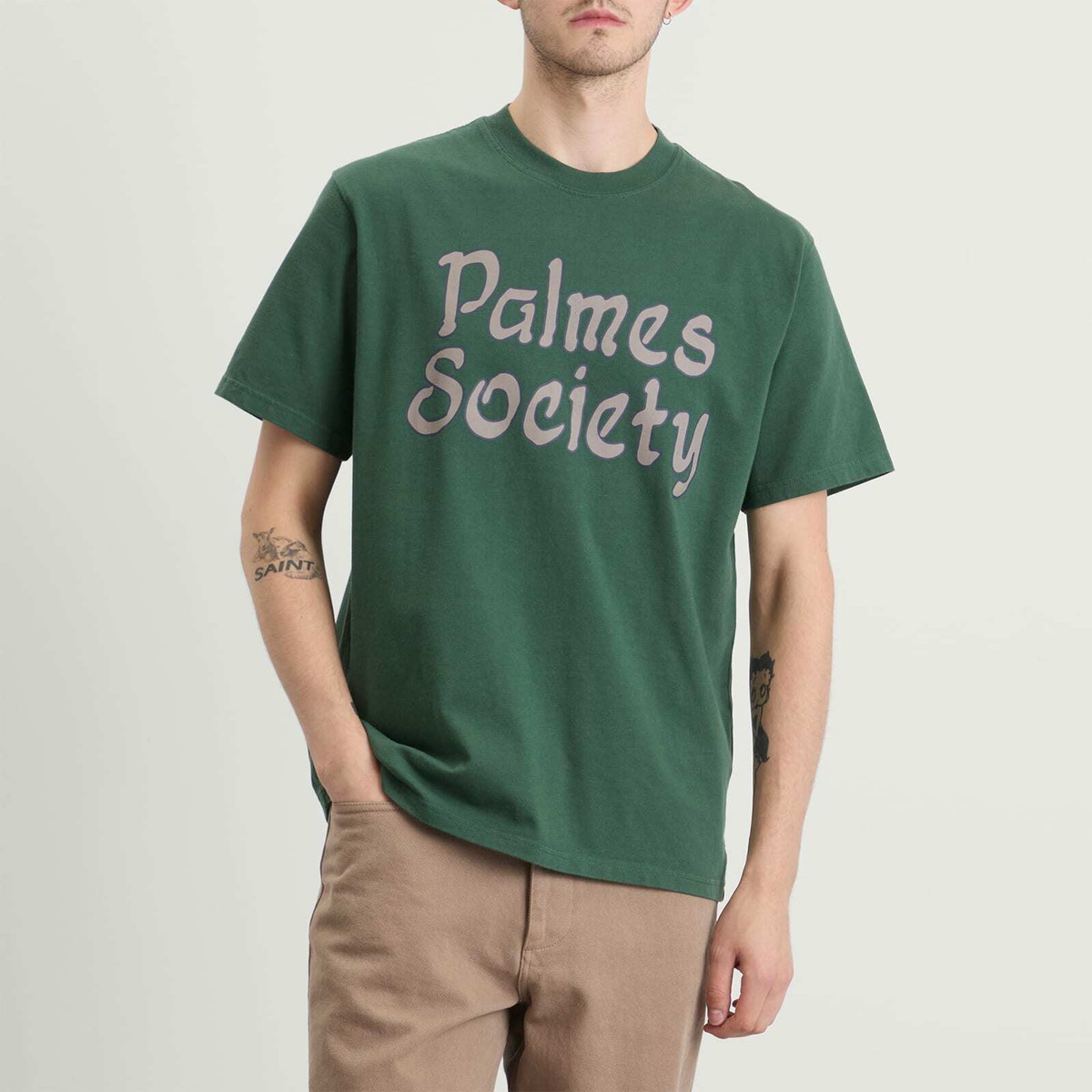 Palmes Men's Society T-Shirt in Dark Green