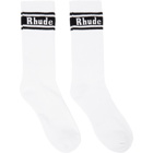 Rhude White and Black Stripe Logo Socks