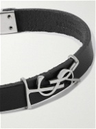 SAINT LAURENT - Opyum Leather and Silver-Tone Bracelet - Black