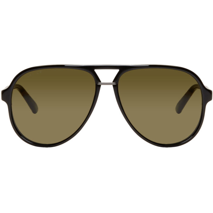 Photo: Gucci Black Pilot Aviator Sunglasses