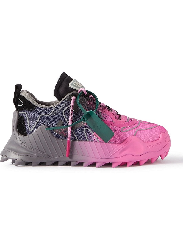 Photo: Off-White - Odsy 100 Leather and Rubber-Trimmed Mesh Sneakers - Pink