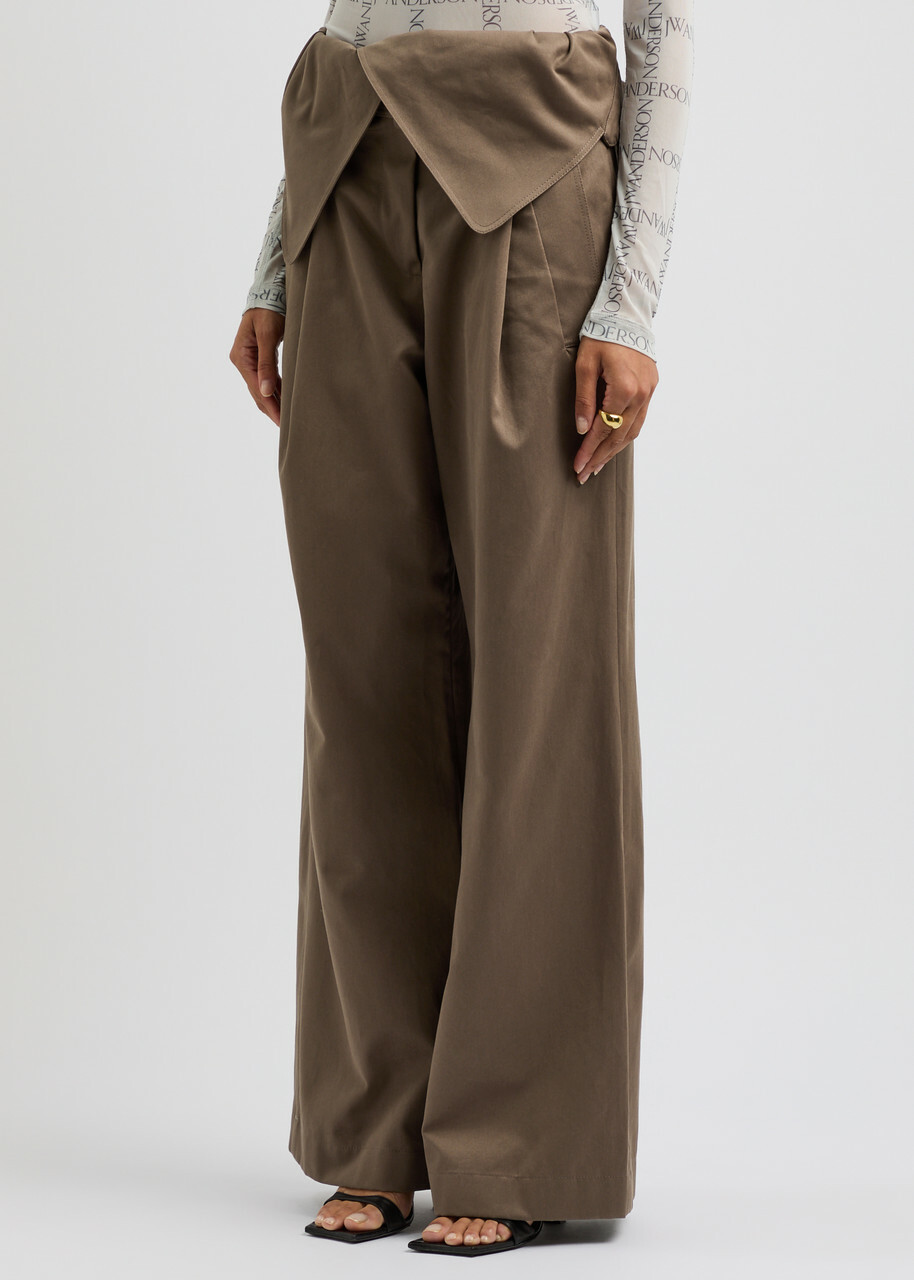 Jw Anderson Women Ivory Cotton Blend Wide-Leg Pant