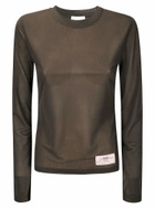 Ganni Sheer Mesh Jersey Long Sleeve Top