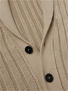 Massimo Alba - Steve Shawl-Collar Ribbed Cotton Cardigan - Neutrals