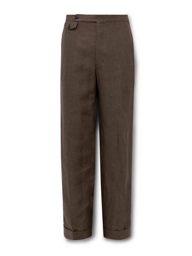 Photo: J. Mueser - Waverly Slim-Fit Straight-Leg Linen Suit Trousers - Brown