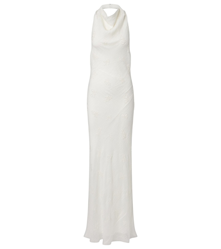 Photo: Staud Roselle beaded halterneck organza maxi dress