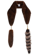 Chloe The Treasure Tails Shearling Scarf - Dark Brown - One Size