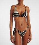 SIR Embellished striped bikini top