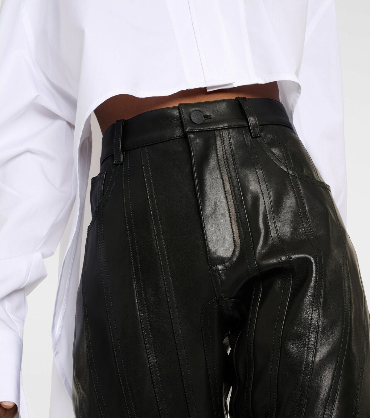 Mugler Low-rise leather straight pants Mugler