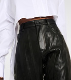 Mugler Low-rise leather straight pants