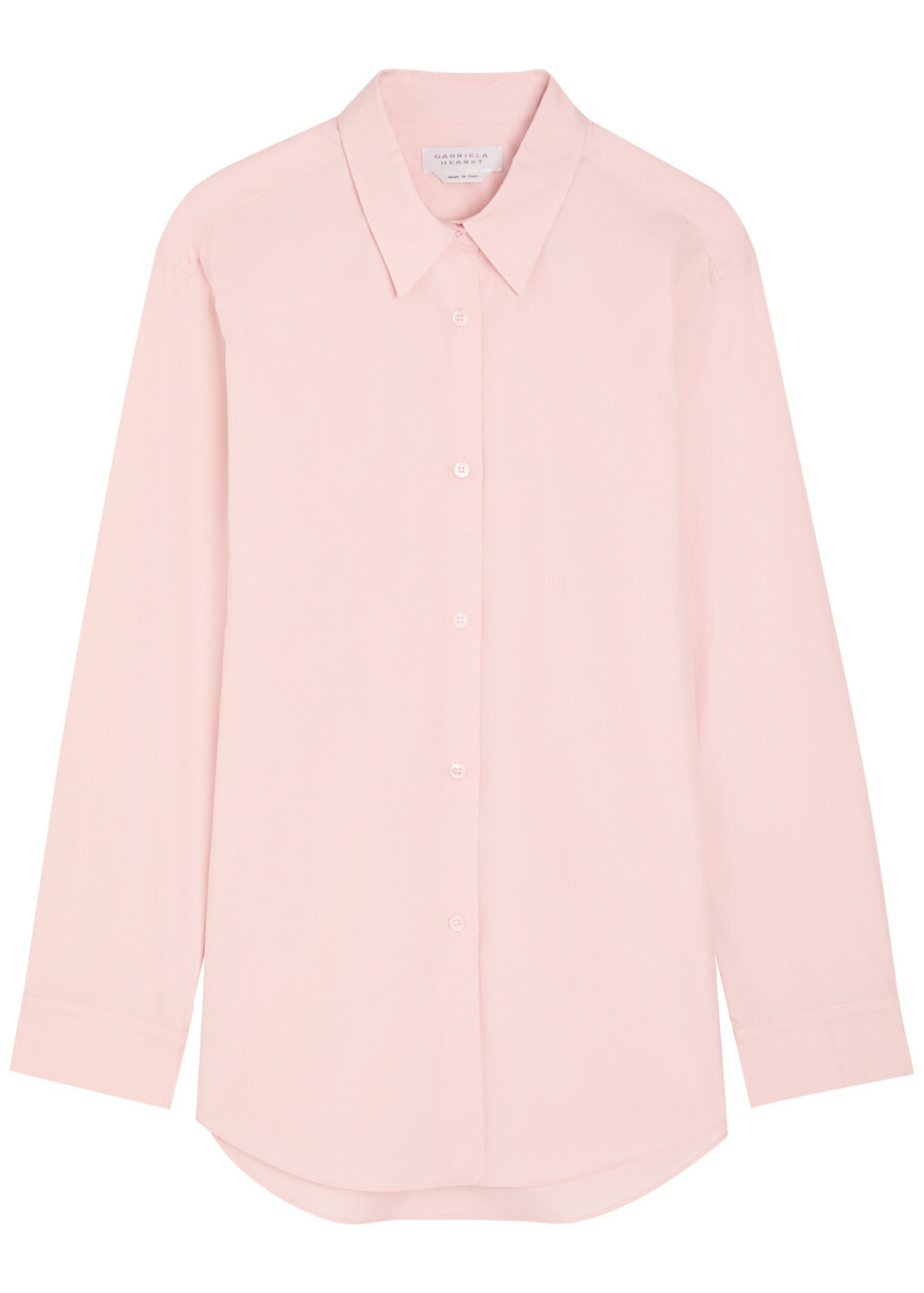 Gabriela Hearst Reyes Logo-embroidered Cotton-poplin Shirt Light Pink