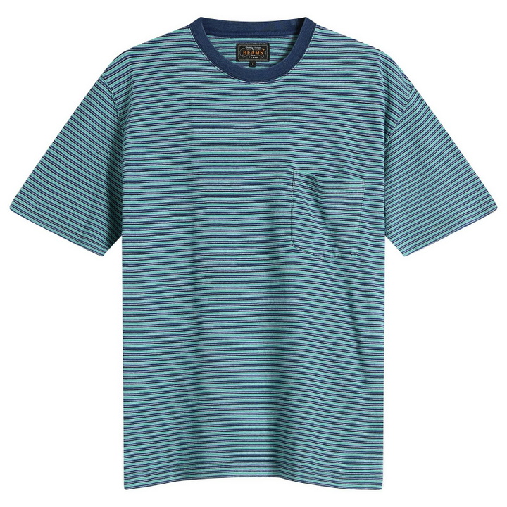 Photo: Beams Plus Men's Multi Stripe Pocket T-Shirt in Green
