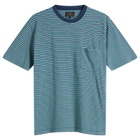 Beams Plus Men's Multi Stripe Pocket T-Shirt in Green