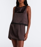 Leset Barb lace-trimmed satin crop top