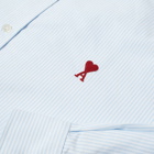 AMI Paris Men's Heart Striped Button Down Oxford Shirt in Sky Blue/White