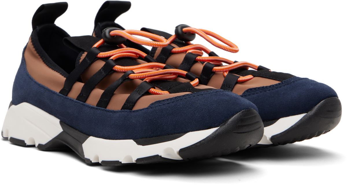 Marni Brown & Navy Lycra Lace-Up Running Sneakers