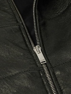 SAINT LAURENT - Teddy Panelled Full-Grain Leather Blouson Jacket - Black