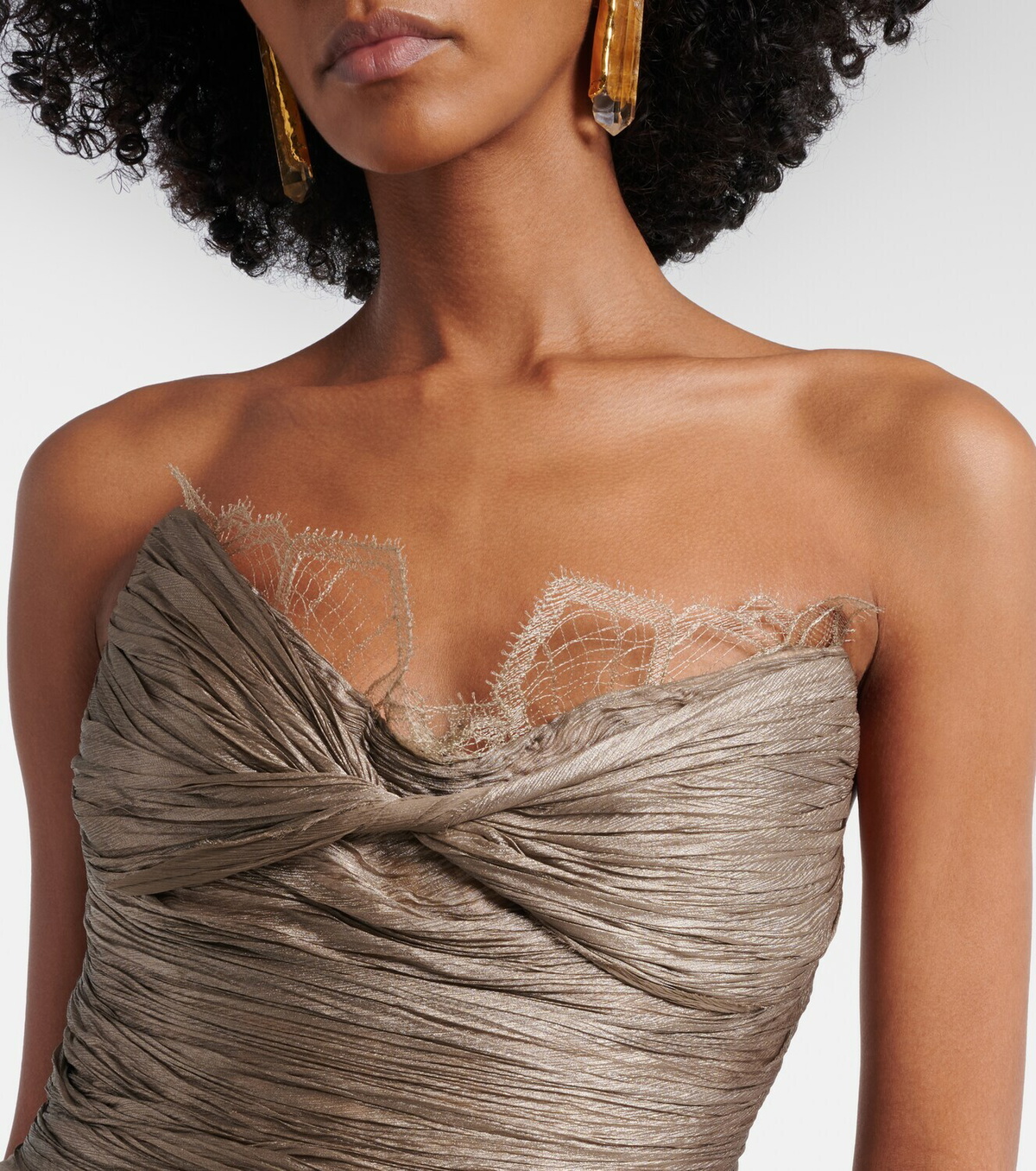 Maria Lucia Hohan Jolie lace-trimmed silk bustier dress