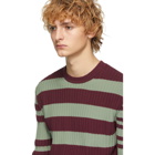 Marni Burgundy and Green Striped Sweater