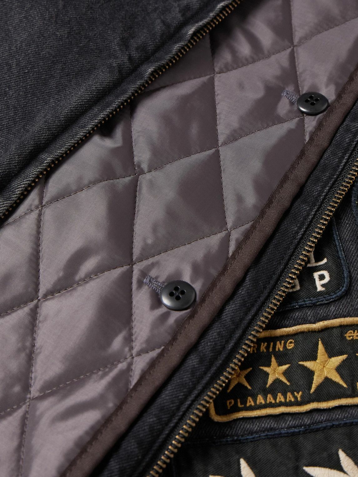 KAPITAL - Logo-Appliquéd Denim Bomber Jacket - Black