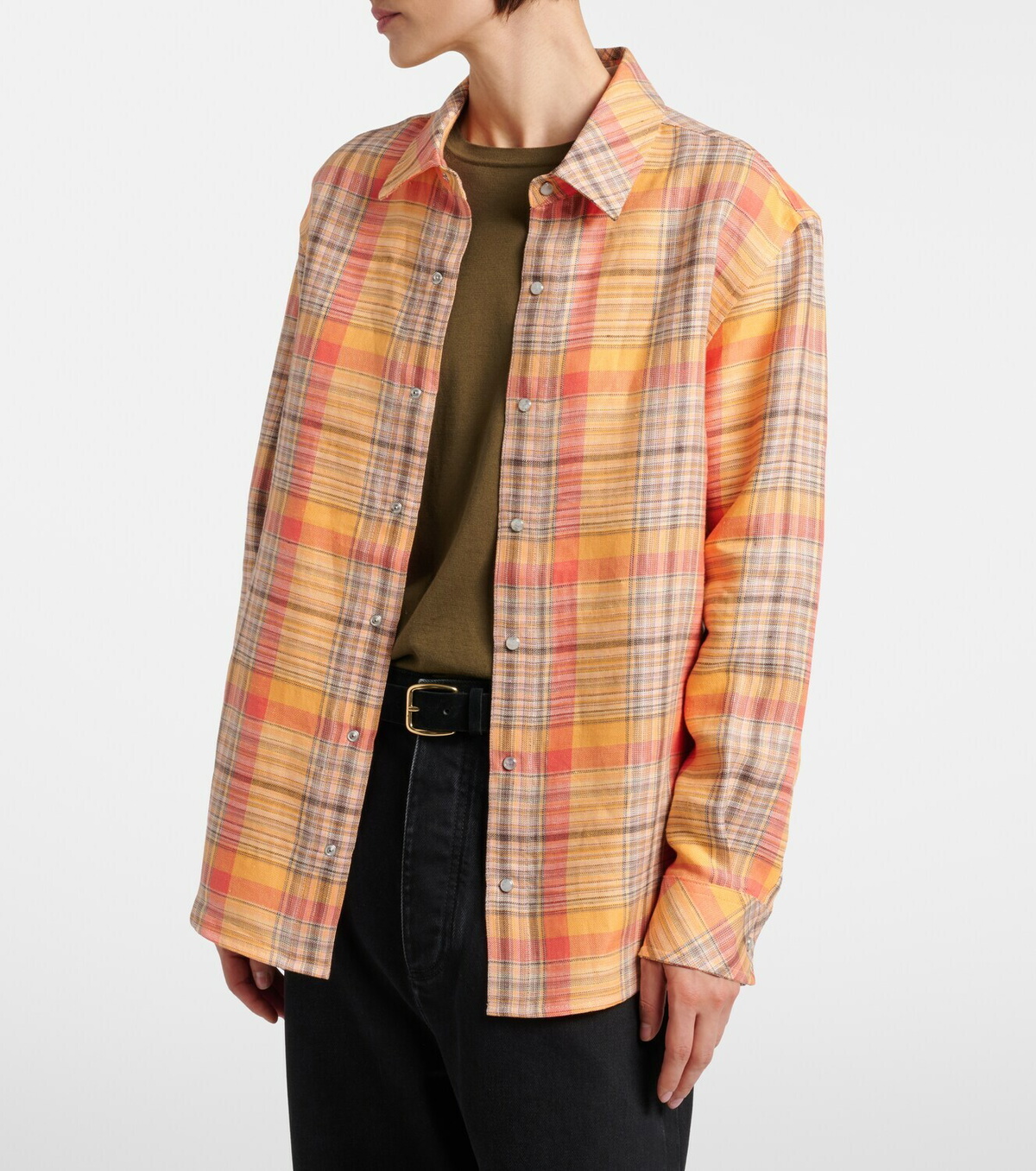 God's True Cashmere Twilight linen shirt with moonstone