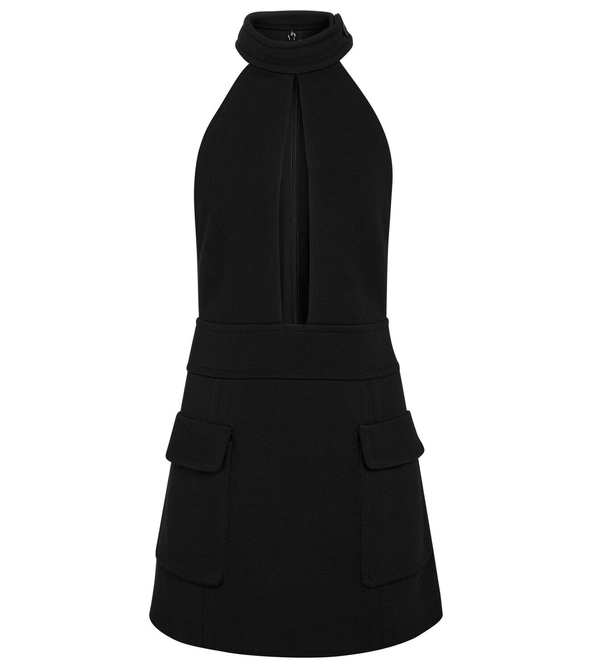 knee length dresses for ladies Saint Laurent Crystal-Embellished Collared Mini Dress Black Wool Cady   Celebrity Owned