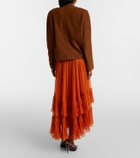 Saint Laurent Ruffled sheer silk maxi skirt