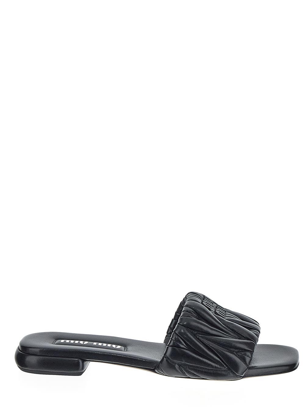 Miu Miu Black Leather Platform Sandals