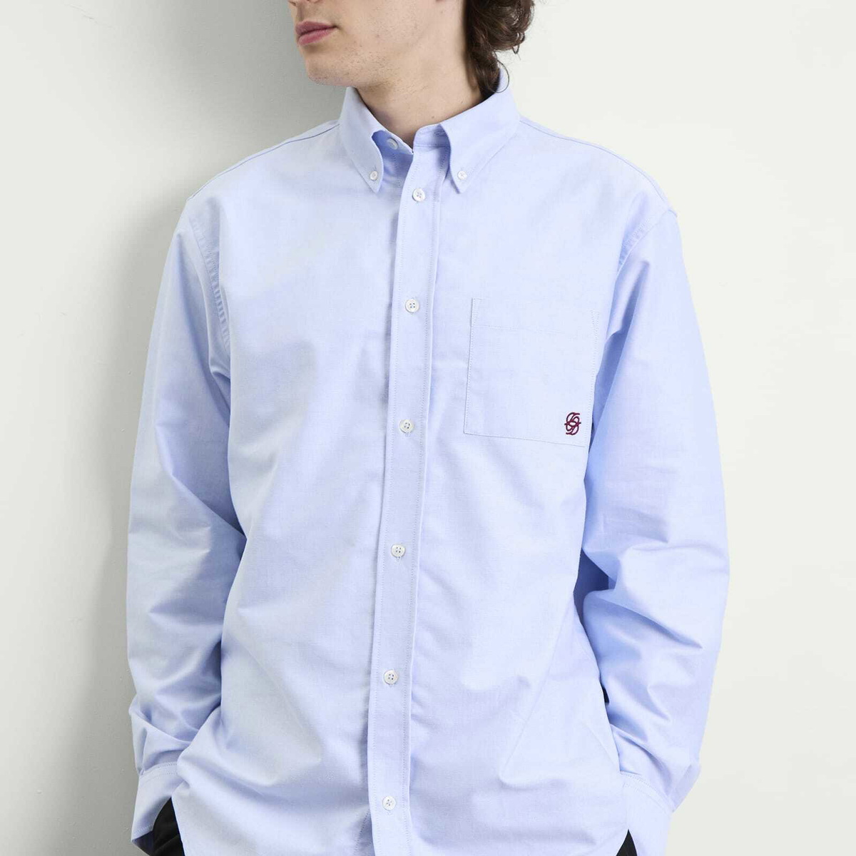 Drôle de Monsieur Men's Oxford Cotton Shirt in Light Blue