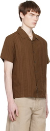 COOR Brown Guayabera Tape Half Shirt