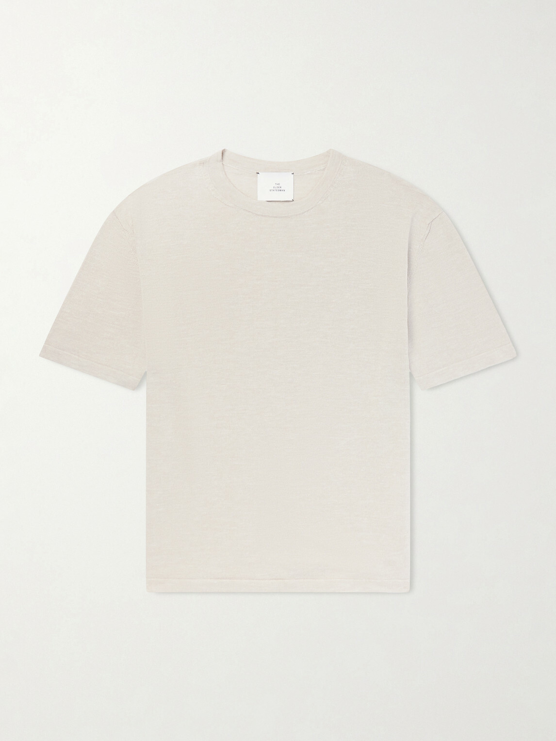 The Elder Statesman - Lenny Ribbed Wool, Silk and Linen-Blend T-Shirt - Neutrals