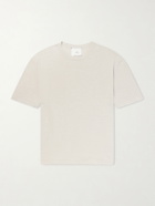 The Elder Statesman - Lenny Ribbed Wool, Silk and Linen-Blend T-Shirt - Neutrals