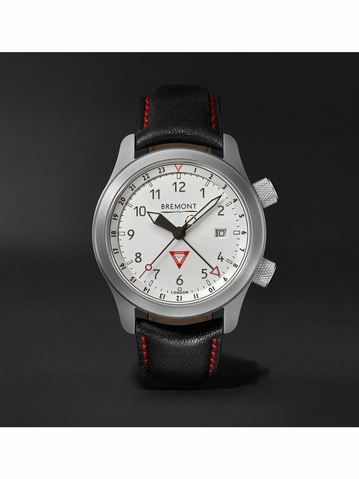 Photo: Bremont - MBIII 10th Anniversary Limited Edition Automatic GMT 43mm Stainless Steel and Leather Watch, Ref. MBIII-WH-LE
