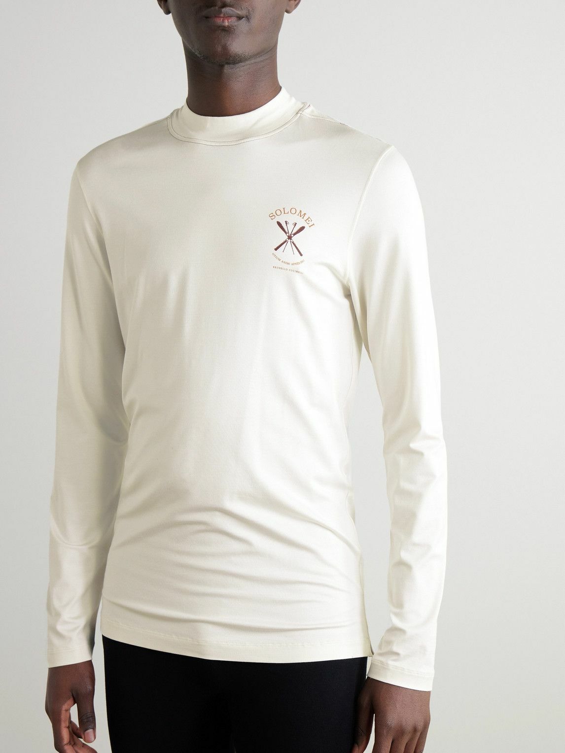 VIP【送料関税込】BRUNELLO CUCINELLI long sleeves Brunello Cucinelli - Logo-Print Stretch-Silk Ski Base Layer