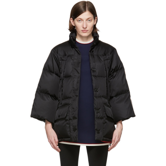 Gucci Black Down Stripe Cape Jacket Gucci