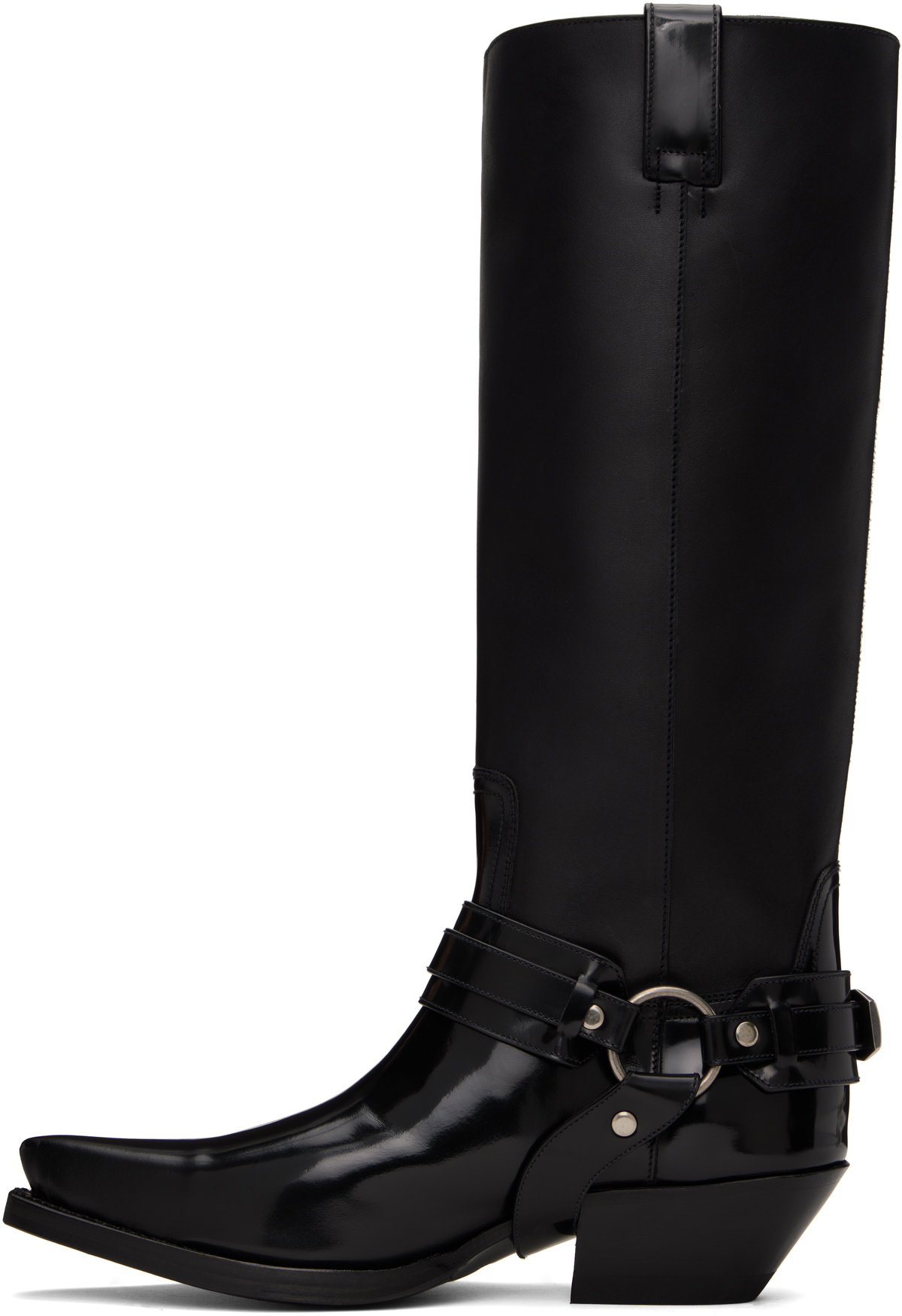 靴 VERSACE Harness design Side-gore Boots Versace Black Texano Knee-High Tall Boots Versace