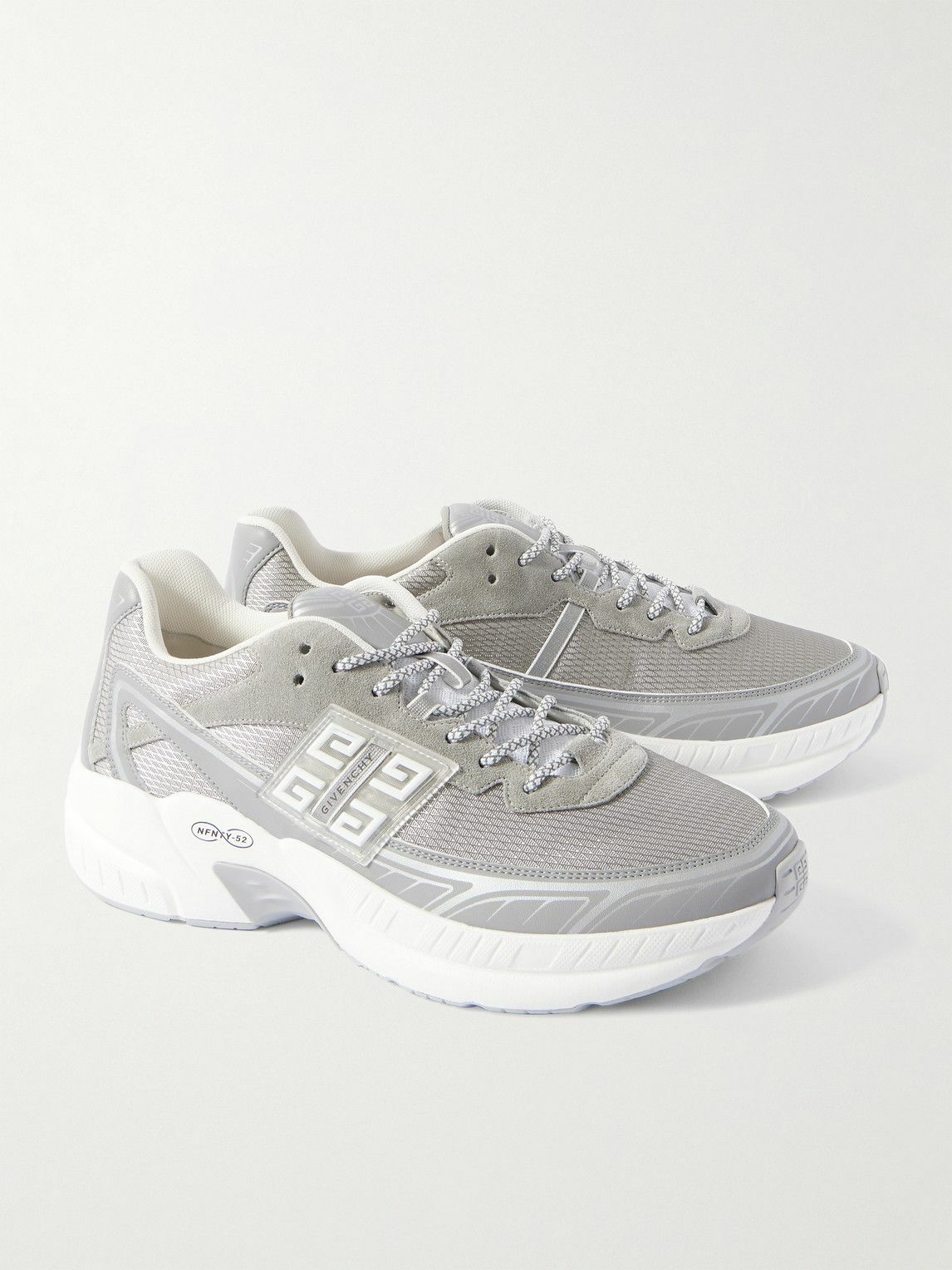 【関税込み】Givenchy グレー NFNTY-52 スニーカー Givenchy - NFNTY-52 Logo-Appliquéd Suede, Mesh and Leather