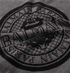 Balmain - Flocked Mélange Cotton-Jersey T-Shirt - Charcoal