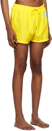 Moschino Yellow Double Question Mark Swim Shorts