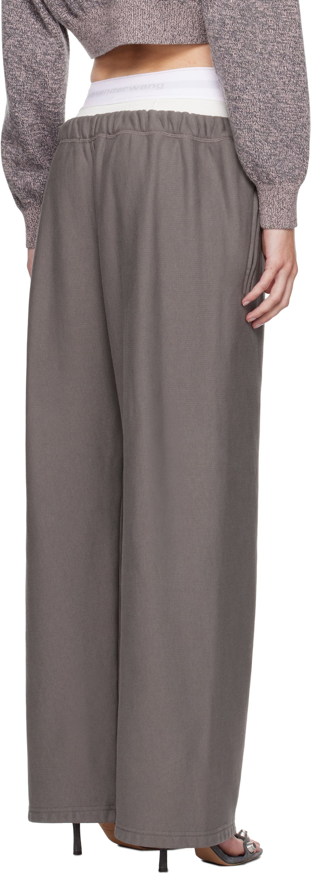 alexanderwang.t Gray Wide Leg Pre-Styled Logo Brief Sweatpants