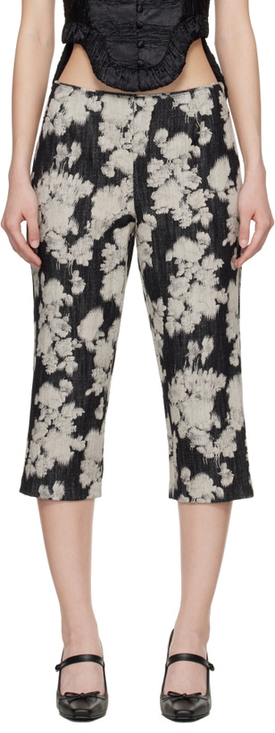 Photo: Anna Sui Black & Off-White Rose Capri Trousers