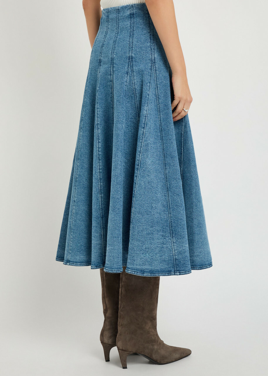 Simkhai Taylan Panelled Stretch-denim Midi Skirt Light Blue