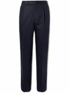 De Petrillo - Straight-Leg Pleated Wool-Blend Flannel Suit Trousers - Blue